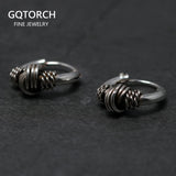 10mm Ear Bone Earrings 925 Sterling Silver Hoop Earrings Retro Punk Jewelry