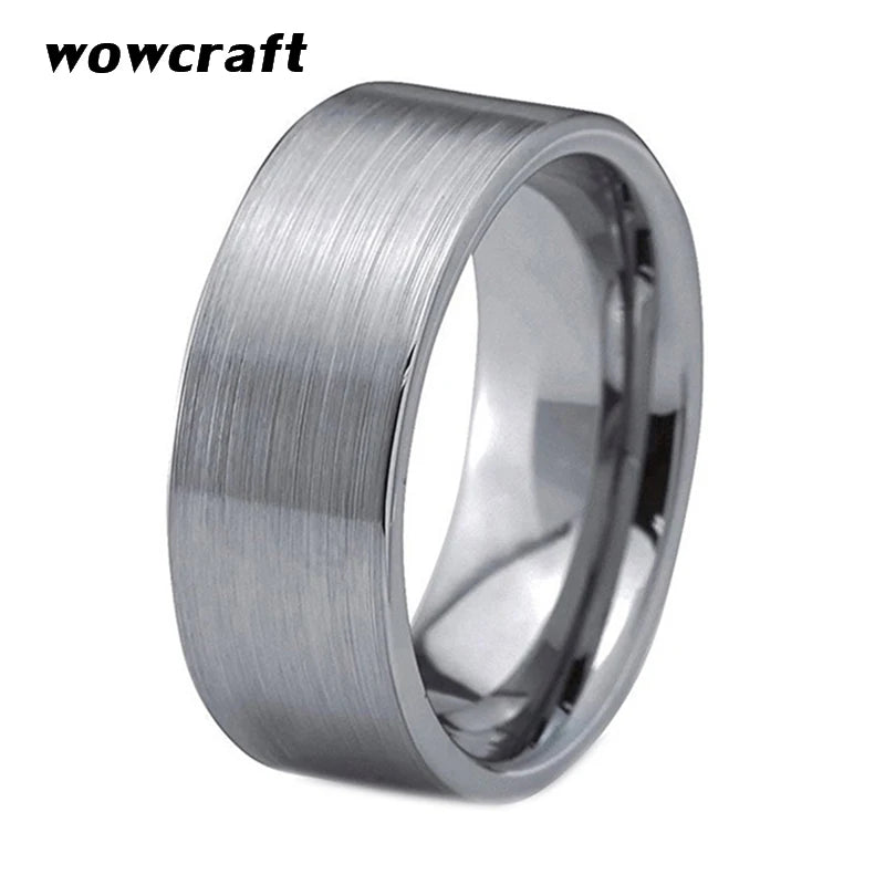 10mm Flat Tungsten Carbide Ring Wide Men Wedding Bands
