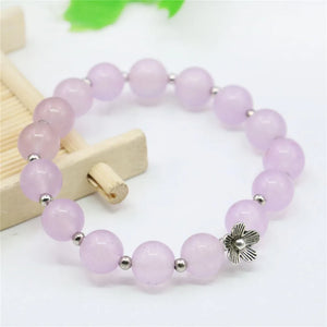 10mm Round Amethysts Bracelet Natural Stone Elastic Jewelry Hand Women