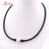 10mm Freshwater Pearl Gray Brown Silicone Bracelet Necklace Casual Jewelry