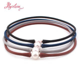 10mm Freshwater Pearl Gray Brown Silicone Bracelet Necklace Casual Jewelry