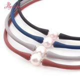 10mm Freshwater Pearl Gray Brown Silicone Bracelet Necklace Casual Jewelry