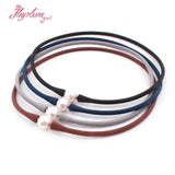10mm Freshwater Pearl Gray Brown Silicone Bracelet Necklace Casual Jewelry