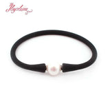10mm Freshwater Pearl Gray Brown Silicone Bracelet Necklace Casual Jewelry