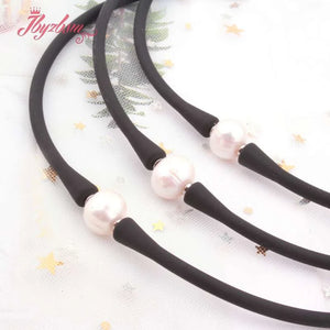 10mm Freshwater Pearl Silicone Bracelet Necklace Natural Stone Beads