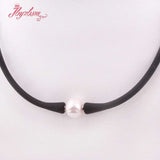 10mm Freshwater Pearl Silicone Bracelet Necklace Natural Stone Beads