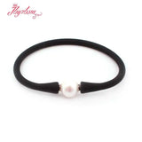 10mm Freshwater Pearl Silicone Bracelet Necklace Natural Stone Beads