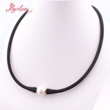 10mm Freshwater Pearl Silicone Bracelet Necklace Natural Stone Beads