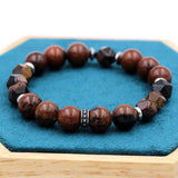 10mm Stone Beads Bracelet Stainless Steel Men Women Jewelry