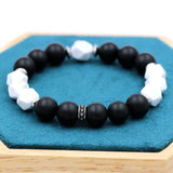 10mm Stone Beads Bracelet Stainless Steel Men Women Jewelry
