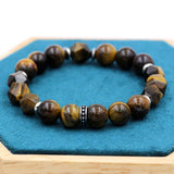 10mm Stone Beads Bracelet Stainless Steel Men Women Jewelry