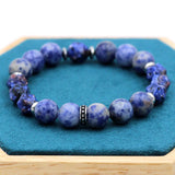 10mm Stone Beads Bracelet Stainless Steel Men Women Jewelry