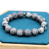 10mm Stone Beads Bracelet Stainless Steel Men Women Jewelry