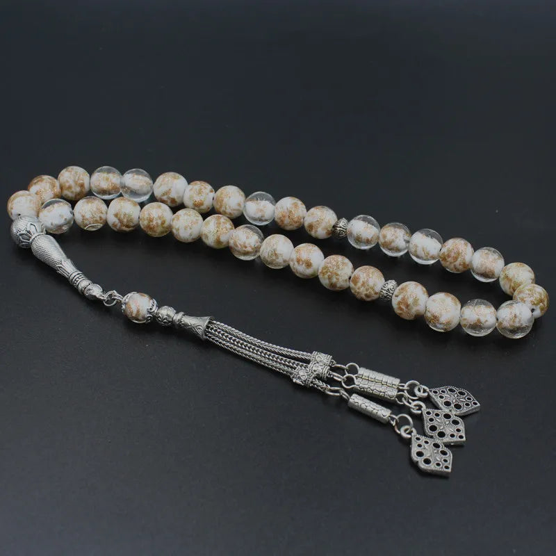 10mm Glass Bead Tassel Pendant 33 Prayer Beads Allah Rosary for Men Women