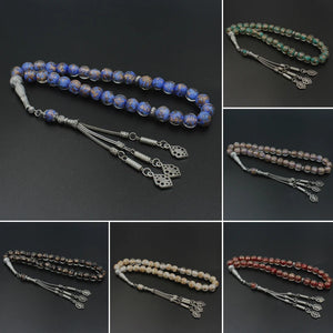 10mm Glass Bead Tassel Pendant 33 Prayer Beads Allah Rosary for Men Women