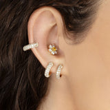 10mm CZ Zircon Small Hoop Earrings Silver Circle Cartilage Ear Huggie Jewelry