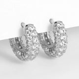 10mm CZ Zircon Small Hoop Earrings Silver Circle Cartilage Ear Huggie Jewelry