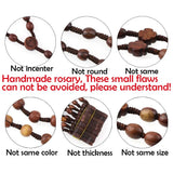 10mm Brown Wood Beads Rosary Necklace with Crucifix ST Benedict