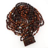 10mm Brown Wood Beads Rosary Necklace with Crucifix ST Benedict