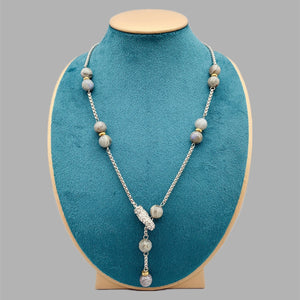 10mm Gray Labradorite Necklace with Magnetic Clasp