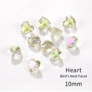 10mm Heart Crystals Rhinestones Glass Beads DIY Clothing Decoration