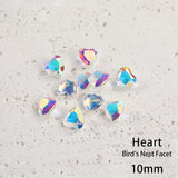 10mm Heart Crystals Rhinestones Glass Beads DIY Clothing Decoration