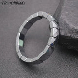 10mm Rhodium Silver Metal Bead Bracelet Elastic Line Fine Jewelry
