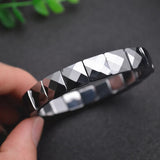10mm Rhodium Silver Metal Bead Bracelet Elastic Line Fine Jewelry