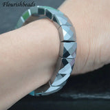 10mm Rhodium Silver Metal Bead Bracelet Elastic Line Fine Jewelry