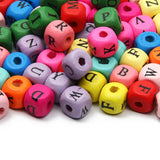 10mm Alphabet Letter Wood Beads Square Spacer DIY Jewelry Making