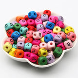 10mm Alphabet Letter Wood Beads Square Spacer DIY Jewelry Making