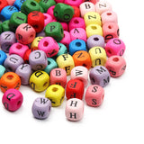 10mm Alphabet Letter Wood Beads Square Spacer DIY Jewelry Making