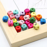 10mm Alphabet Letter Wood Beads Square Spacer DIY Jewelry Making