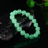 Light Green Jade Gemstone Round Beads Stretch Bracelet