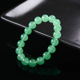 Light Green Jade Gemstone Round Beads Stretch Bracelet