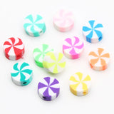 10mm Lollipop Polymer Clay Beads Flat Round Loose Spaced For Jewelry Making