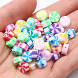 10mm Lollipop Polymer Clay Beads Flat Round Loose Spaced For Jewelry Making