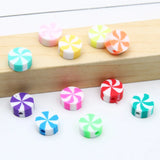 10mm Lollipop Polymer Clay Beads Flat Round Loose Spaced For Jewelry Making