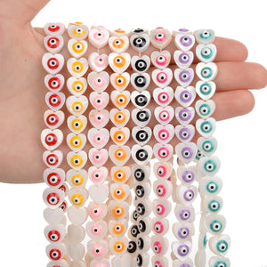 10mm Heart Eye Shell Beads Natural Mother of Pearl for Jewelry Making DIY