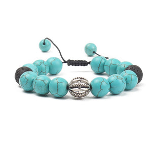 10mm Malachite Yellow Tiger Eye African Turquoise Bracelet with Lucky Ball