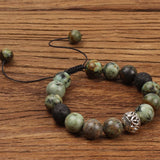 10mm Malachite Yellow Tiger Eye African Turquoise Bracelet with Lucky Ball