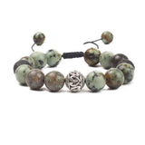 10mm Malachite Yellow Tiger Eye African Turquoise Bracelet with Lucky Ball