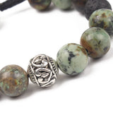 10mm Malachite Yellow Tiger Eye African Turquoise Bracelet with Lucky Ball