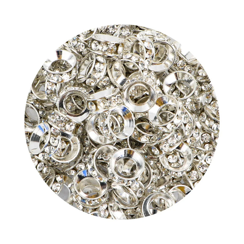 10mm Metal Rhinestone Spacer Big Hole Beads For DIY Jewelry Making