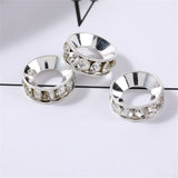 10mm Metal Rhinestone Spacer Big Hole Beads For DIY Jewelry Making
