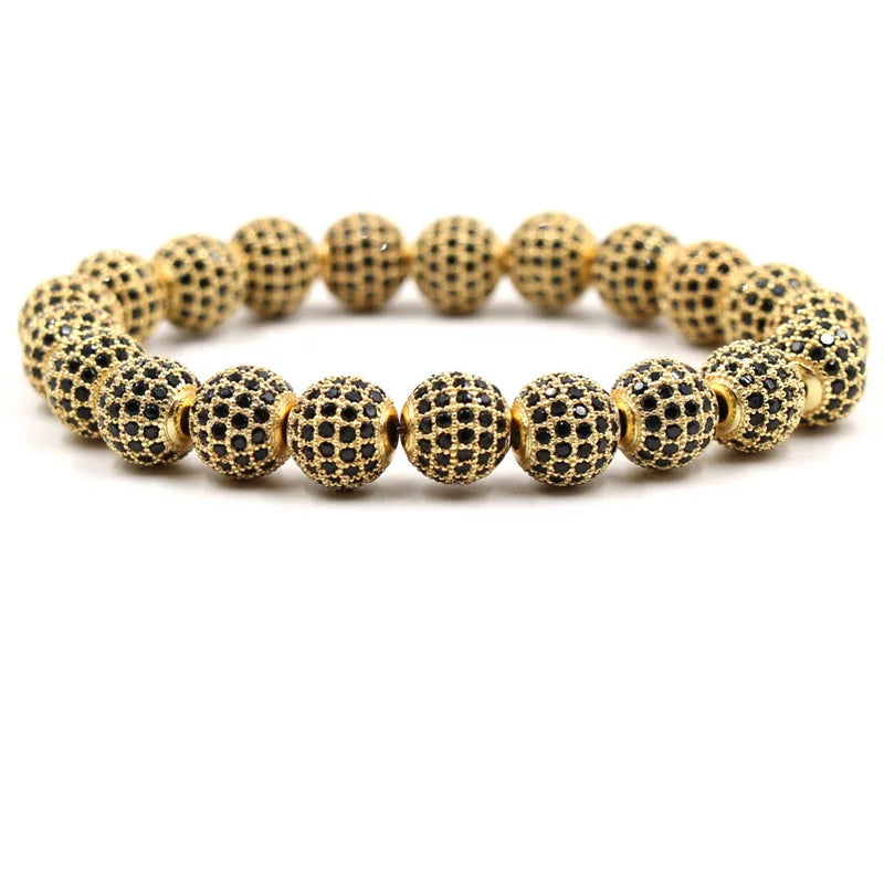 Zircon Ball Alloy Beads Bracelet Bangle Elastic Bracelet Jewelry