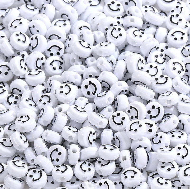 10mm Smile Face Acrylic Spacer Beads Mixcolor DIY Jewelry Bracelet Necklace
