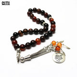 10mm Muslim Gift Islam 33 Agate Stone Prayer Beads Bracelet Rosary