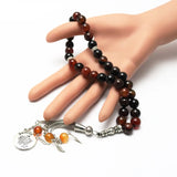 10mm Muslim Gift Carnelian Stone Prayer Bead Bracelet Rosary Tasbih