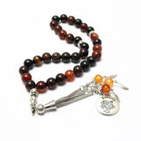 10mm Muslim Gift Carnelian Stone Prayer Bead Bracelet Rosary Tasbih